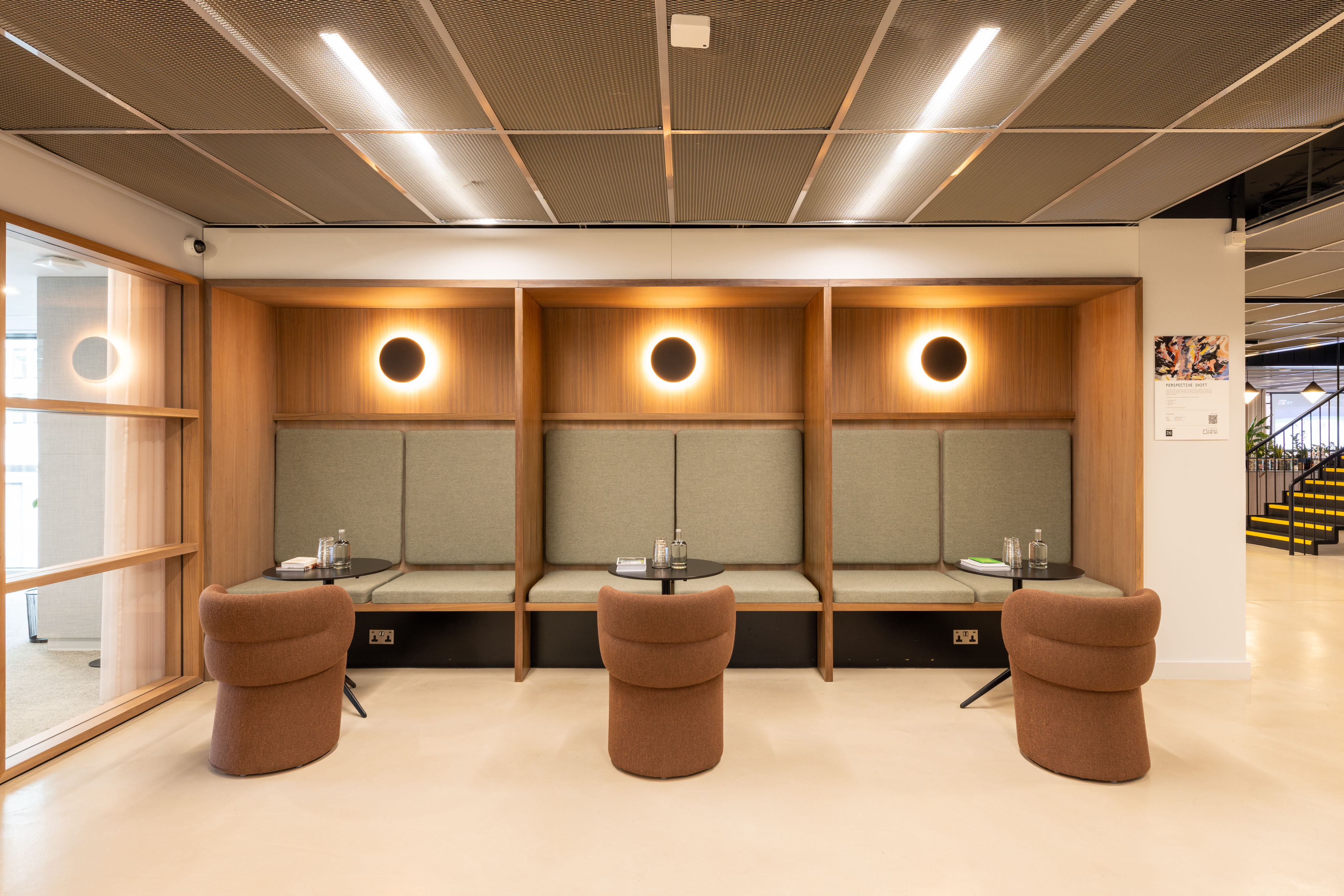 Modern reception space with individual work spaces