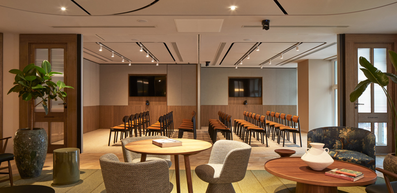 Open-plan event space with lounge
