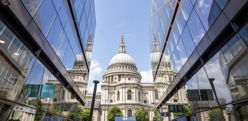 Outside of the MYO St Paul's office is a view of the iconic St Paul's Cathedral